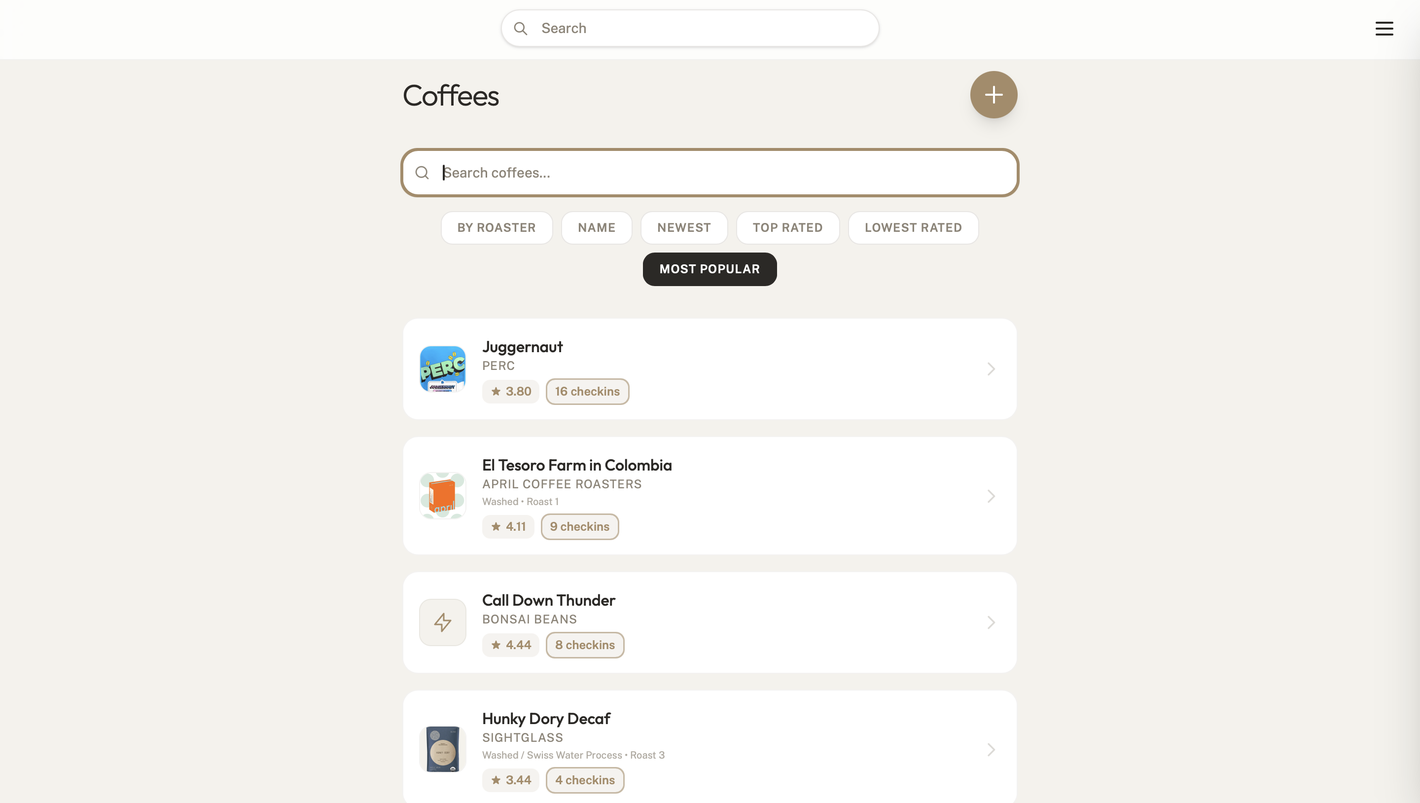 Search coffees